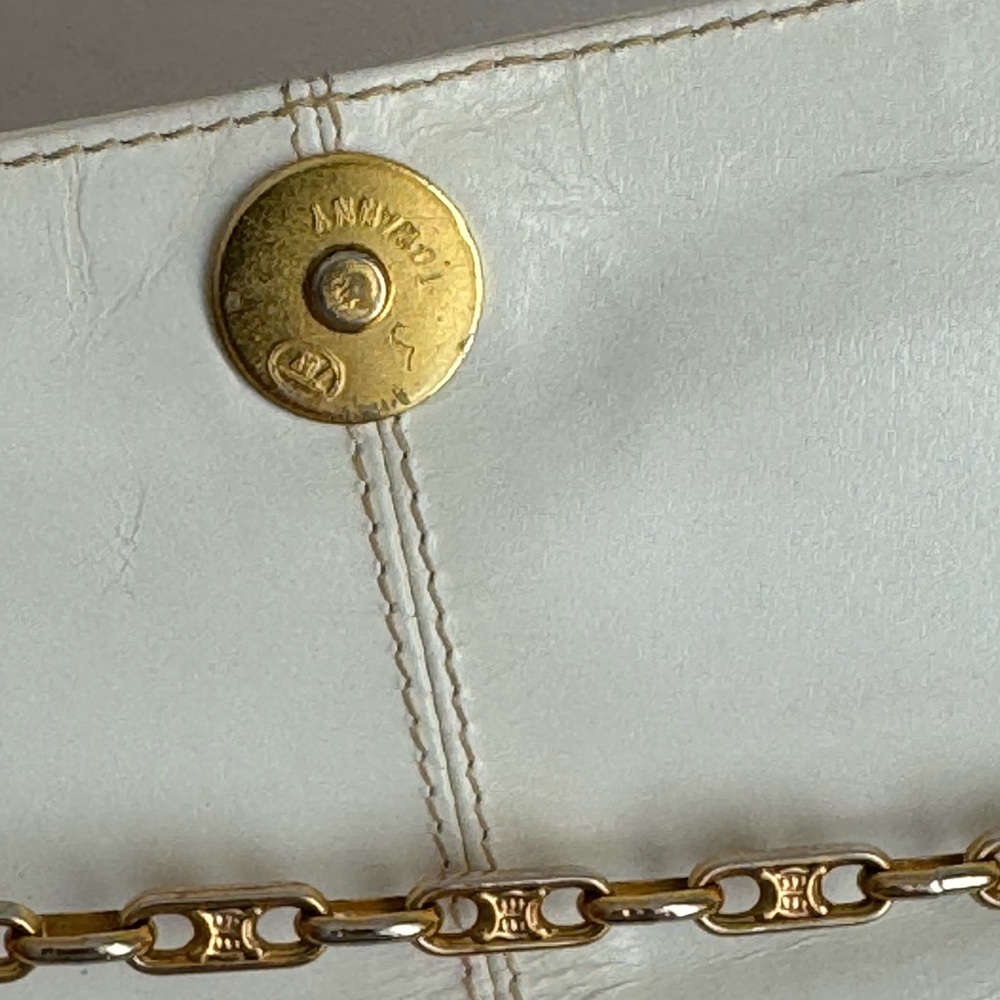 Celine Paris Gold Blason Chain Vintage Authentic White Cream Shoulder Bag Rare - Picture 9 of 16